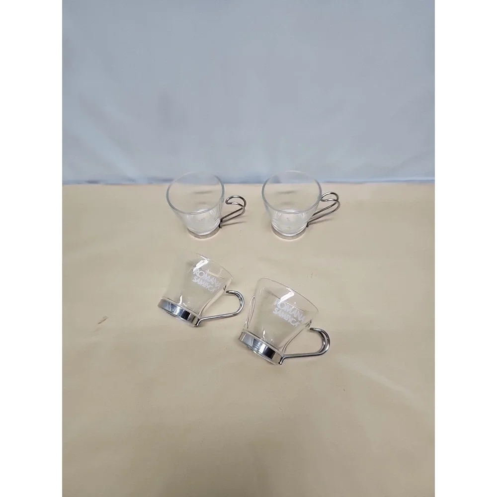 Bormioli Rocco Italy Set of 4‎ Verdi Espresso Glass Cups Romana Vitrosax Sambuca